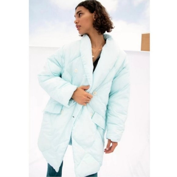 Free People Jackets & Blazers - Free People Women's Blue Ella Puffer Coat Sz L